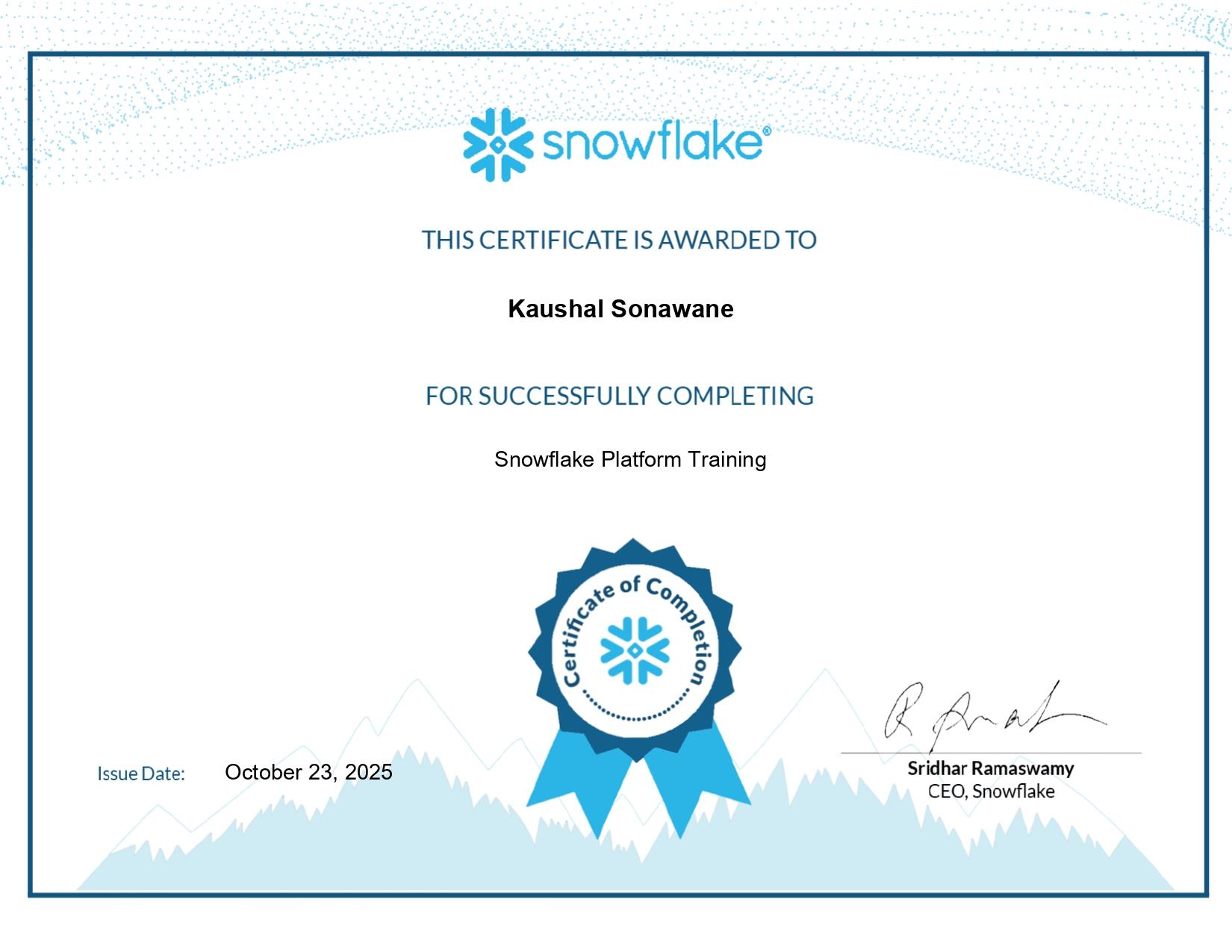 Snowflake Platform Training